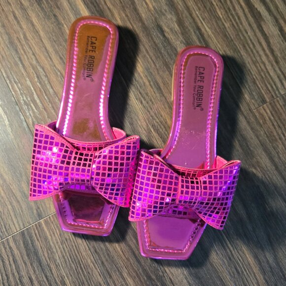 CAPE ROBBIN Fuchsia Slip-On Flat Sandal w/ Metallic Bow NWOT/SIZE 7 - Picture 3 of 8